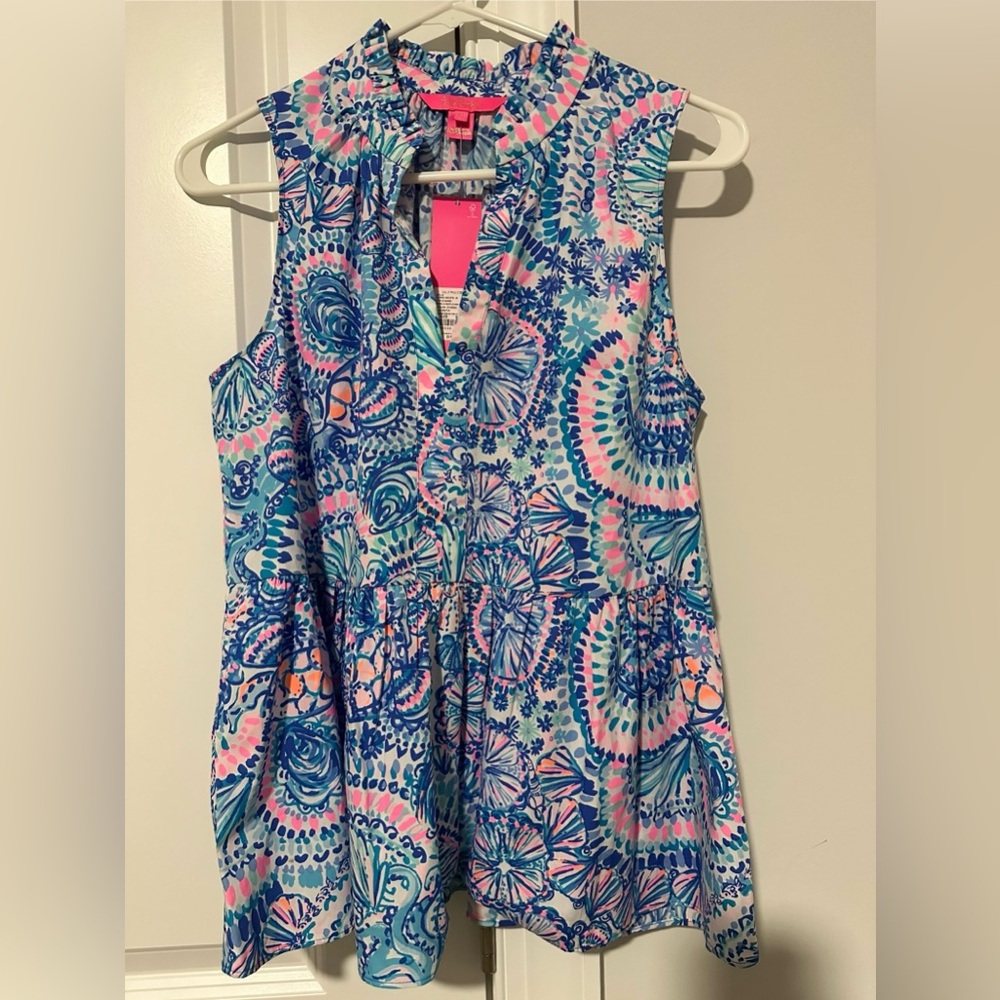 BNWT Lilly Pulitzer Novella Ruffle hem top